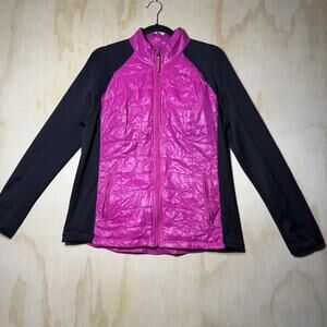 Calvin Klein Performance Jacket Women’s XL Pink Black Quilted‎ Full Zip